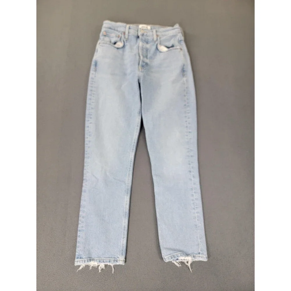 AGOLDE Jeans Womens 25 Light Wash Riley Crop High Rise Straight Leg Button Fly‎